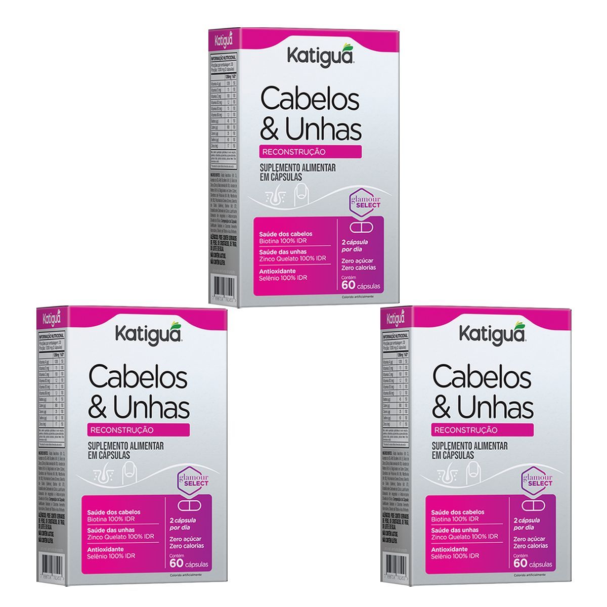 Kit 3X Cabelos & Unhas - 60 C�psulas - Katigu�
