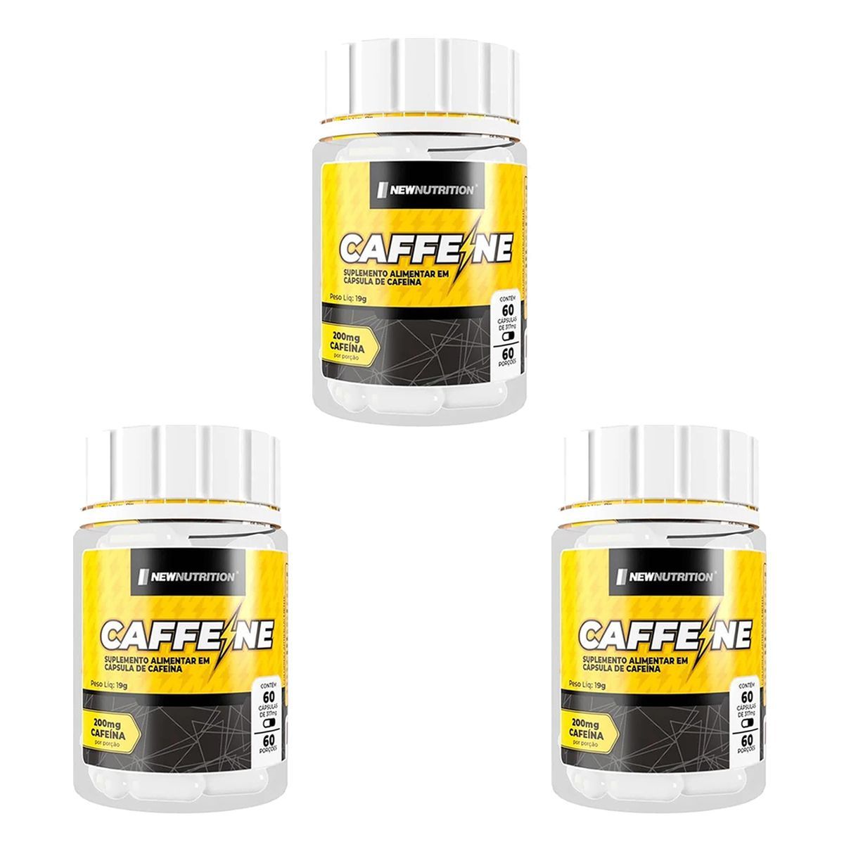 Kit 3X Caffeine 200mg - 60 C�psulas - NewNutrition