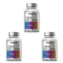 Kit 3X C�lcio, D3 + Zinco - 60 C�psulas - Katigu�