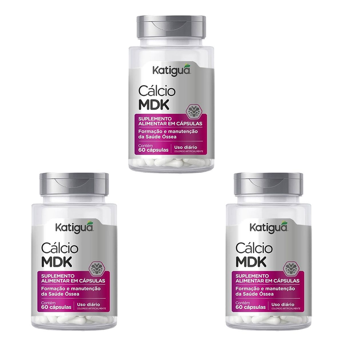 Kit 3X C�lcio MDK - 60 C�psulas - Katigu�