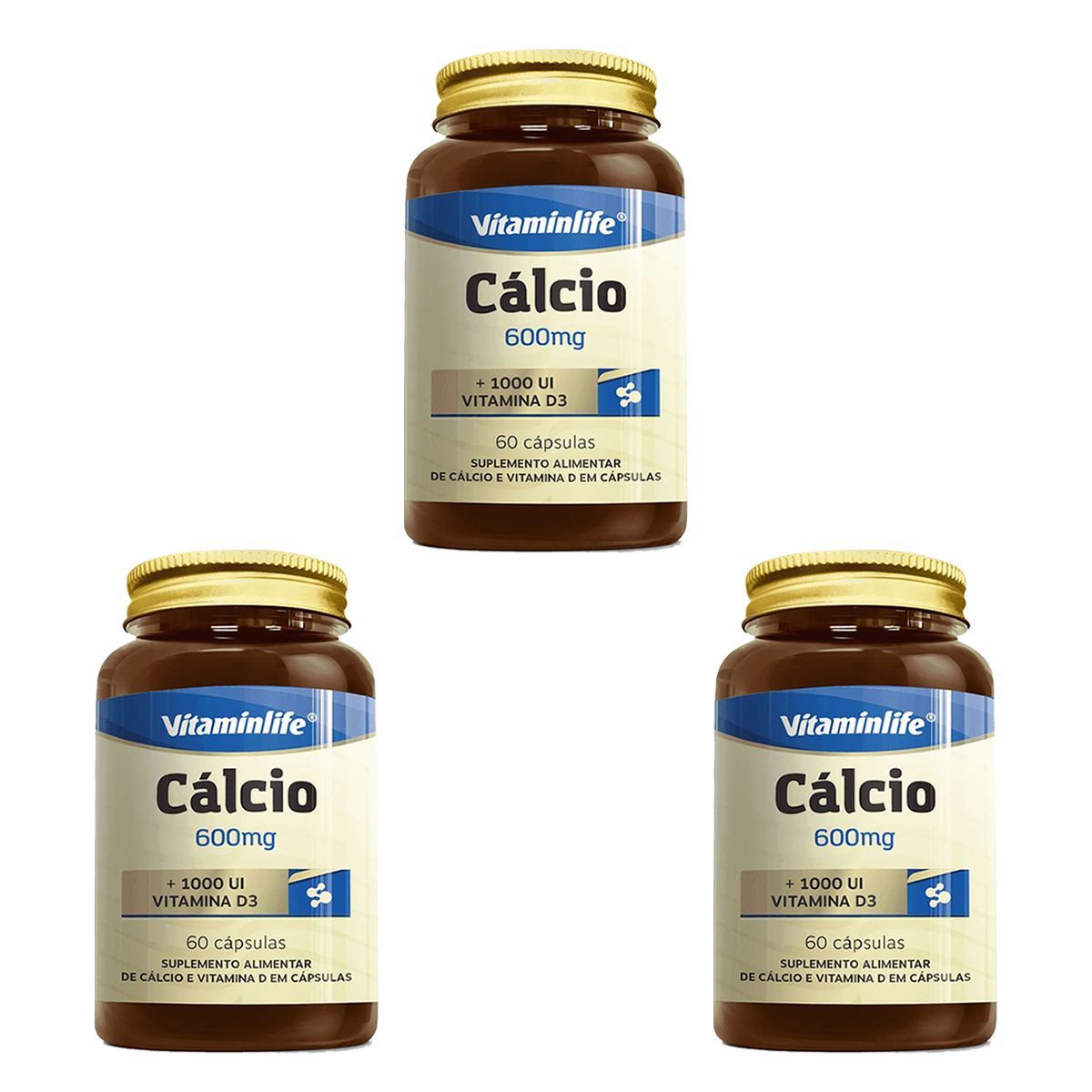 Kit 3X C�lcio + Vitamina D3 - 60 C�psulas - VitaminLife