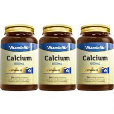 Kit 3X Calcium 600mg + VITD3 OTC C�lcio Vitamina D3 - 60 Comprimidos - VitaminLife