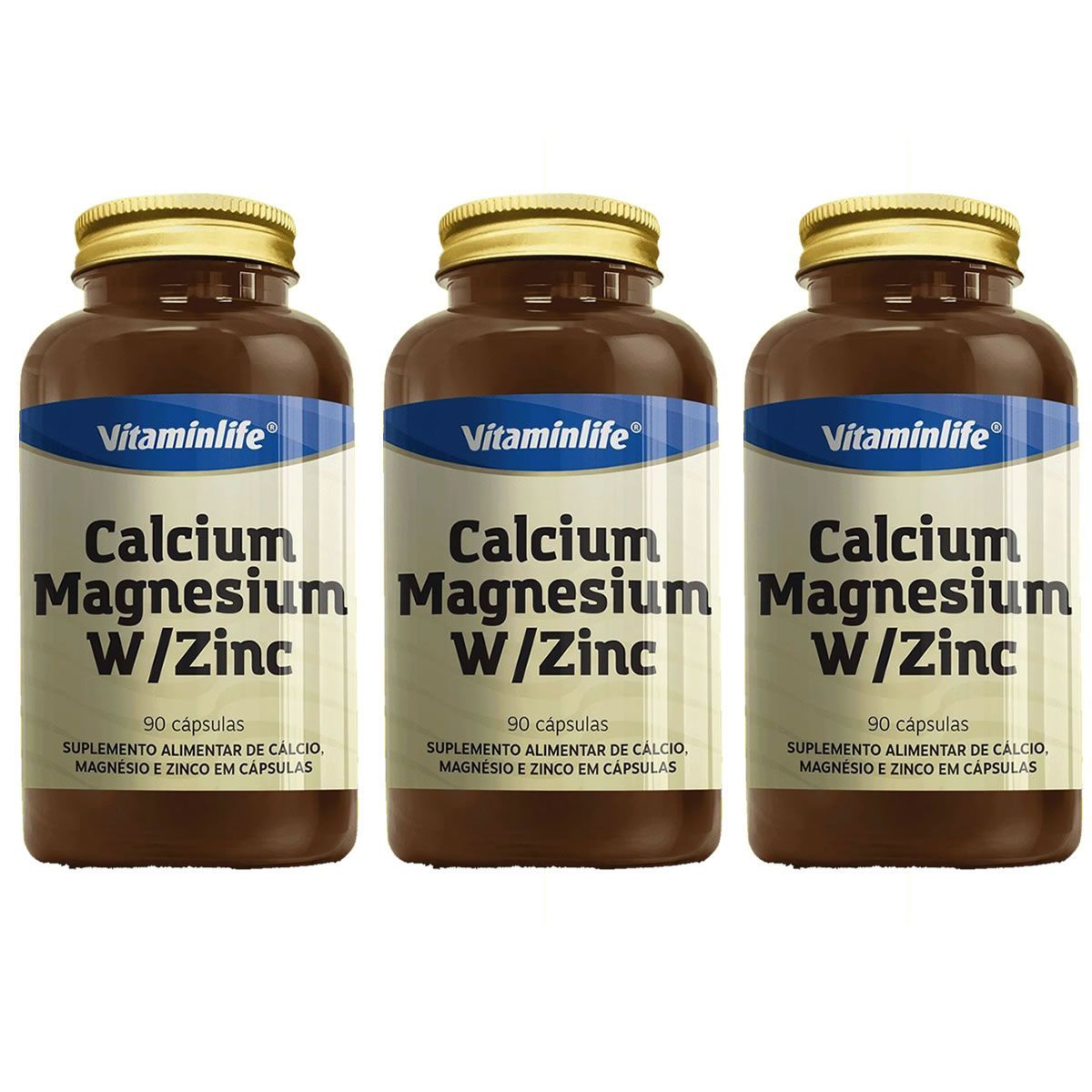 Kit 3X Calcium, Magnesium W/Zinc - 90 c�psulas - Vitaminlife