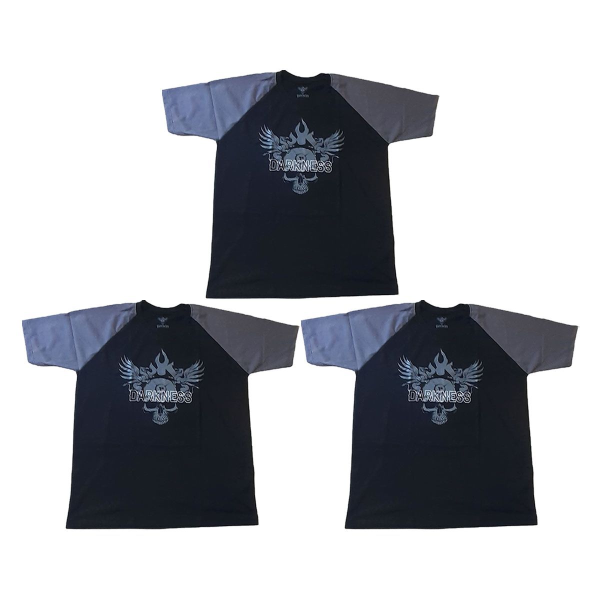 Kit 3X Camiseta 100% Algod�o Iron Darkness - Tamanho G Preta/Cinza - IntegralM�dica