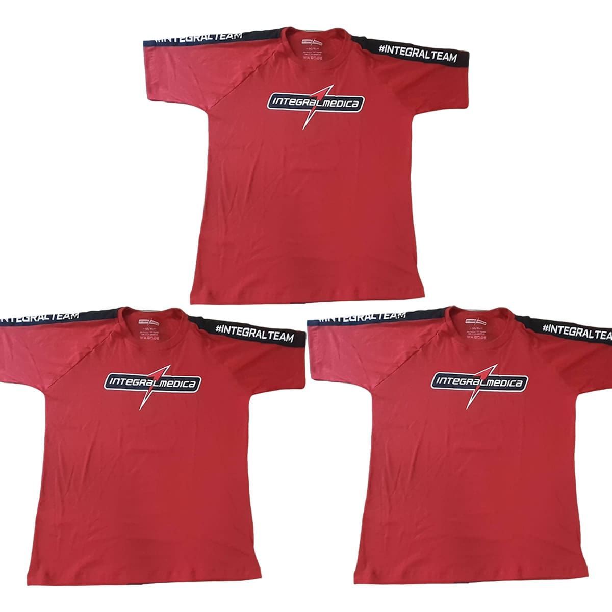 Kit 3X Camiseta Algod�o Integral Team - Tamanho G Vermelha/Preta - IntegralM�dica