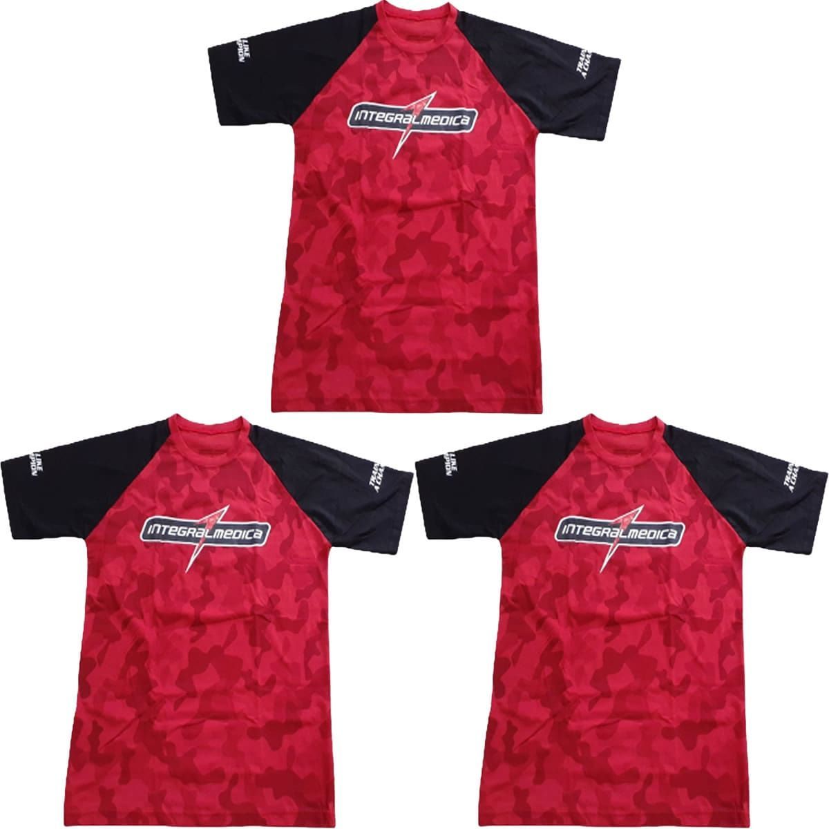 Kit 3X Camiseta Algod�o - Tamanho M Vermelha/Preta - IntegralM�dica