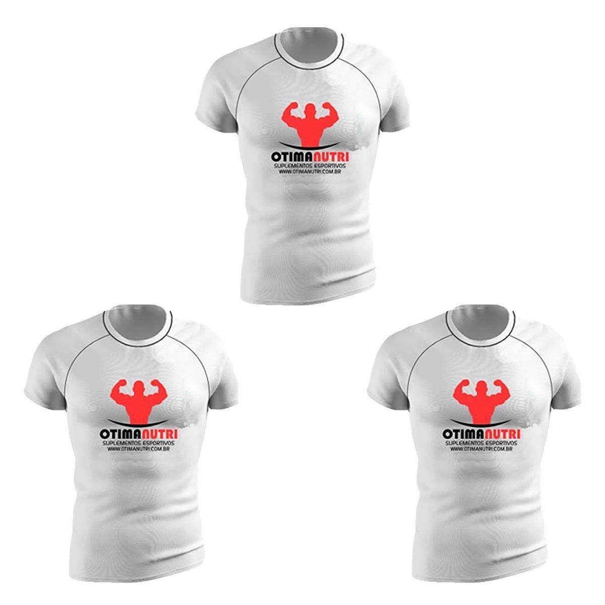Kit 3X Camiseta Baby Look Dry 100% Poliester - Branca Tamanho GG - OtimaNutri