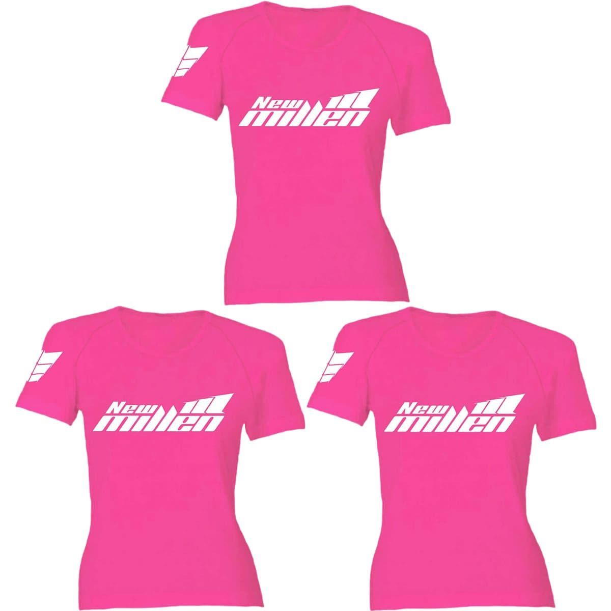 Kit 3X Camiseta Baby Look Feminina - Tamanho G Rosa - New Millen