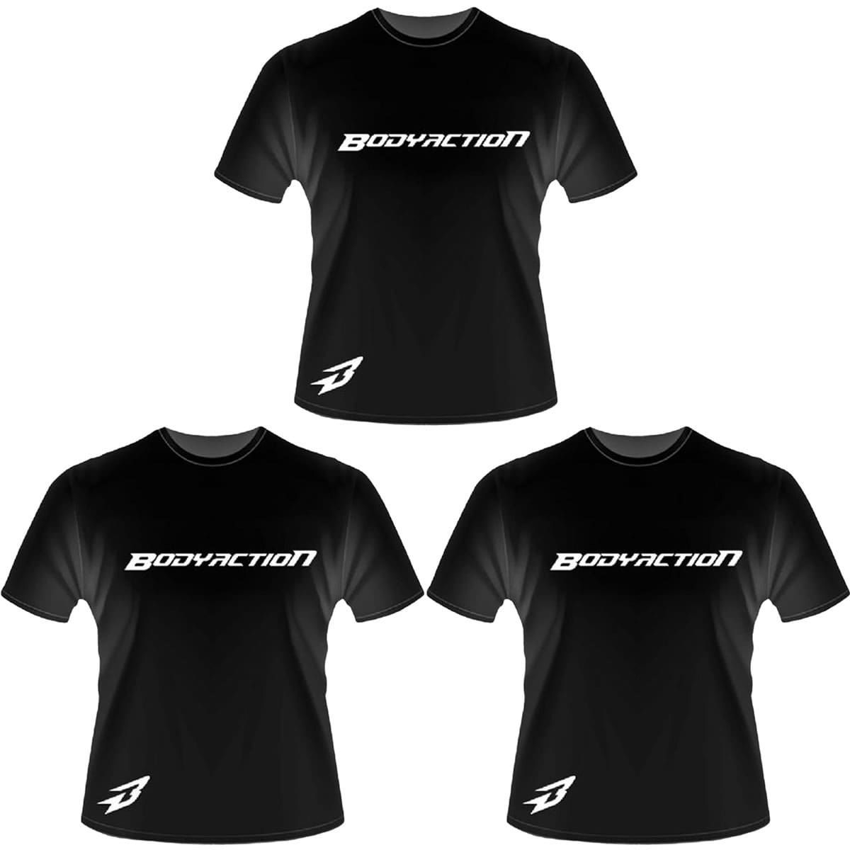 Kit 3X Camiseta bodyaction Preta (M)