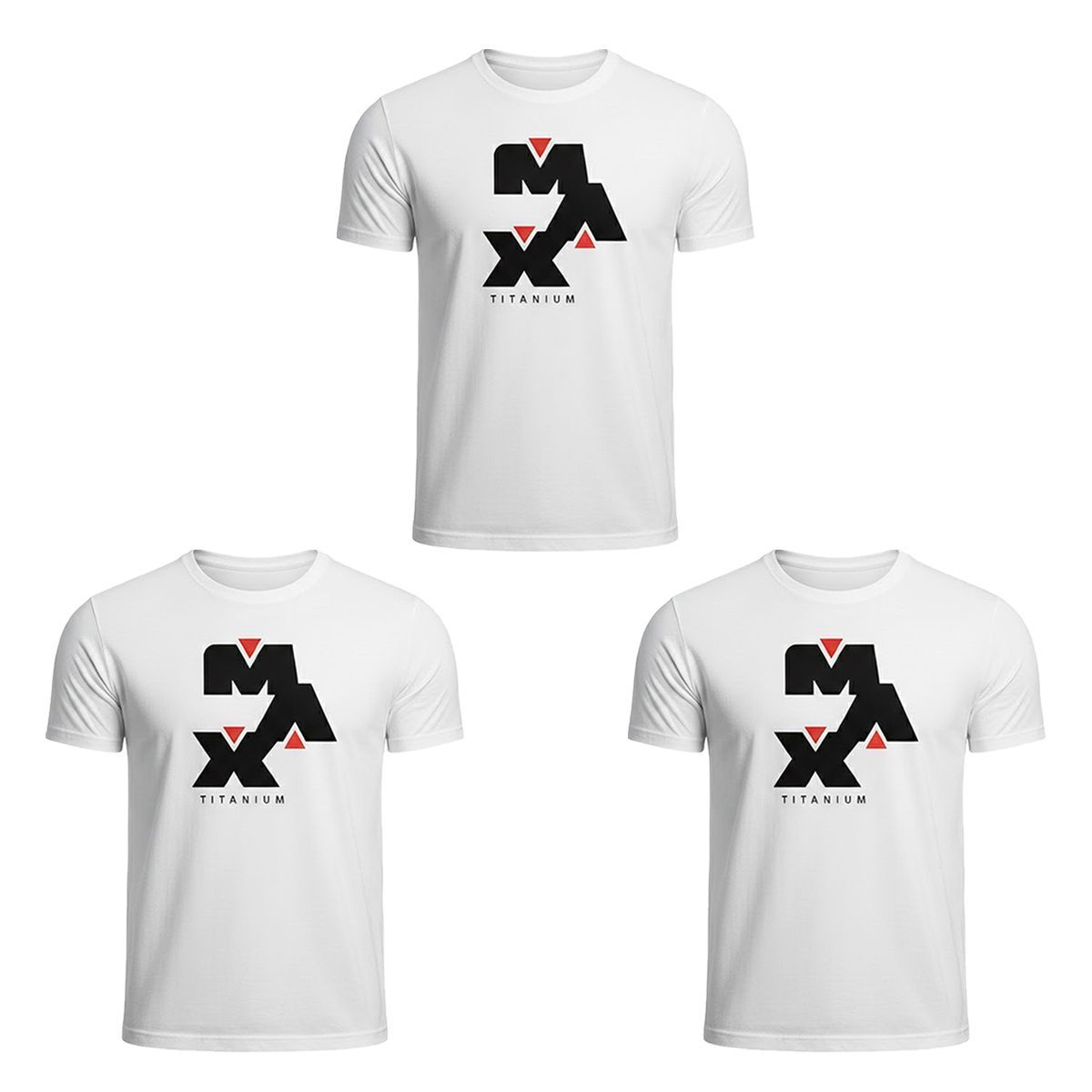 Kit 3X Camiseta Dry-Fit Max - Tamanho P Branca - Max Titanium