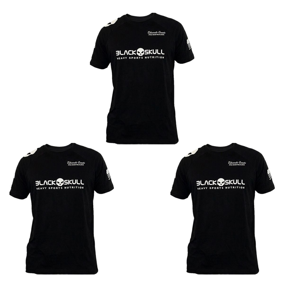 Kit 3X Camiseta Dry Fit - Preta Tamanho G - Black Skull