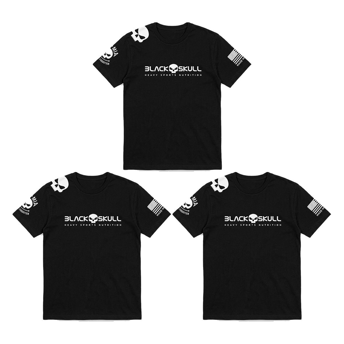 Kit 3X Camiseta Dry Fit - Tamanho GG Preto - Black Skull