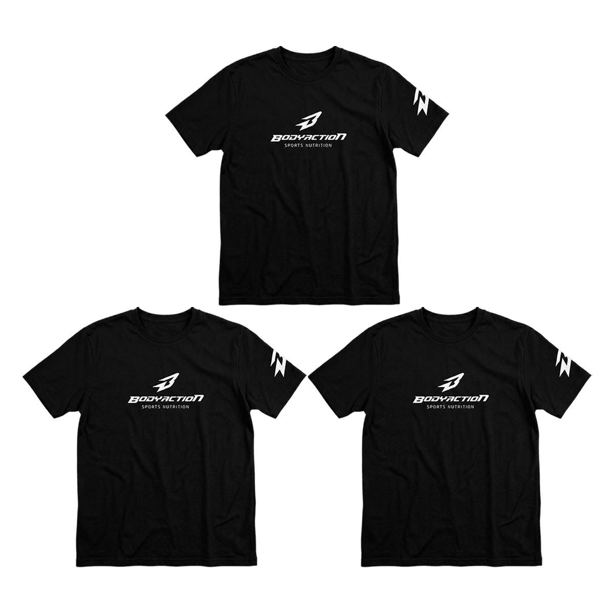 Kit 3X Camiseta - Preta Tamanho GG - Body Action