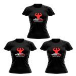 Kit 3X Camiseta Raglan Super Dry 100% Poliester  - Baby Look Preta Tam. G  - OtimaNutri