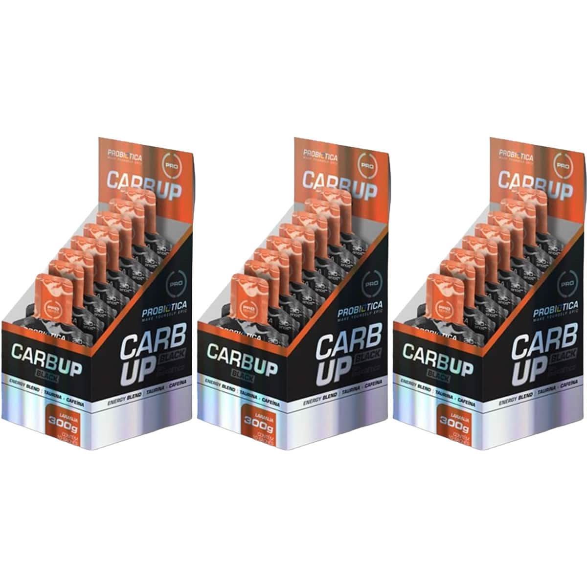 Kit 3X Carb Up Gel Black - 10 Sach�s 30g Laranja - Probi�tica