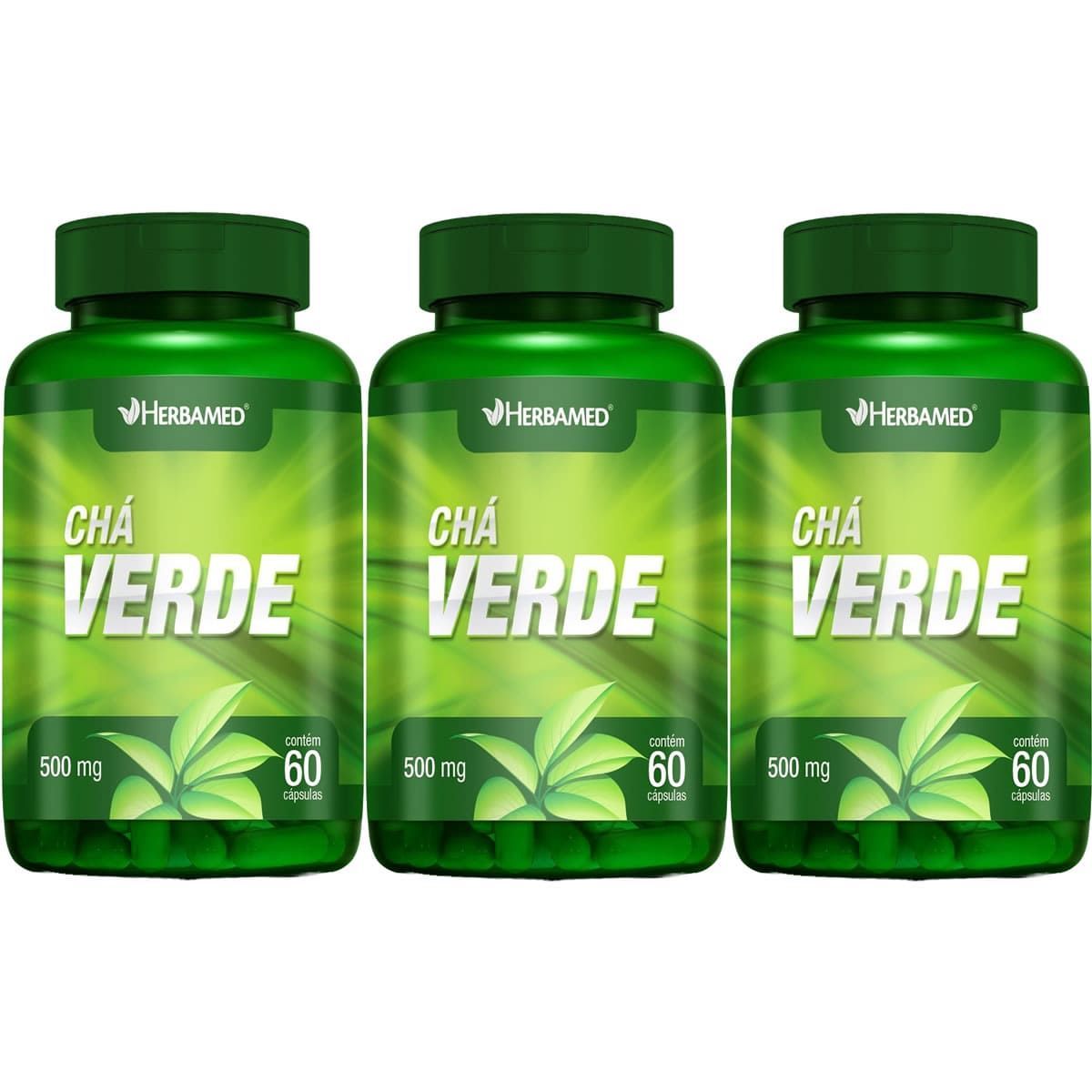Kit 3X Cha Verde 500mg - 60 C�psulas - Herbamed