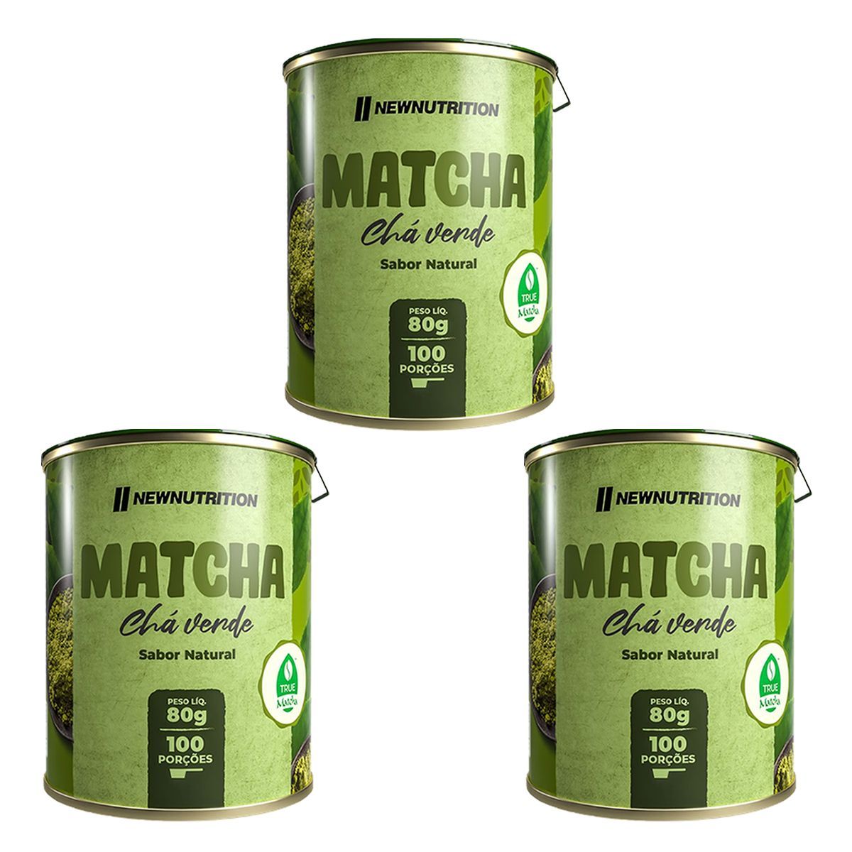 Kit 3X Ch� Verde Match� - 80g Natural - NewNutrition