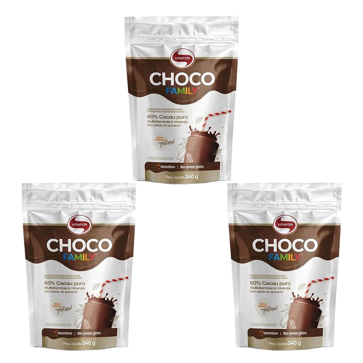 Kit 3X Choco Family - 240g Refil - Vitafor