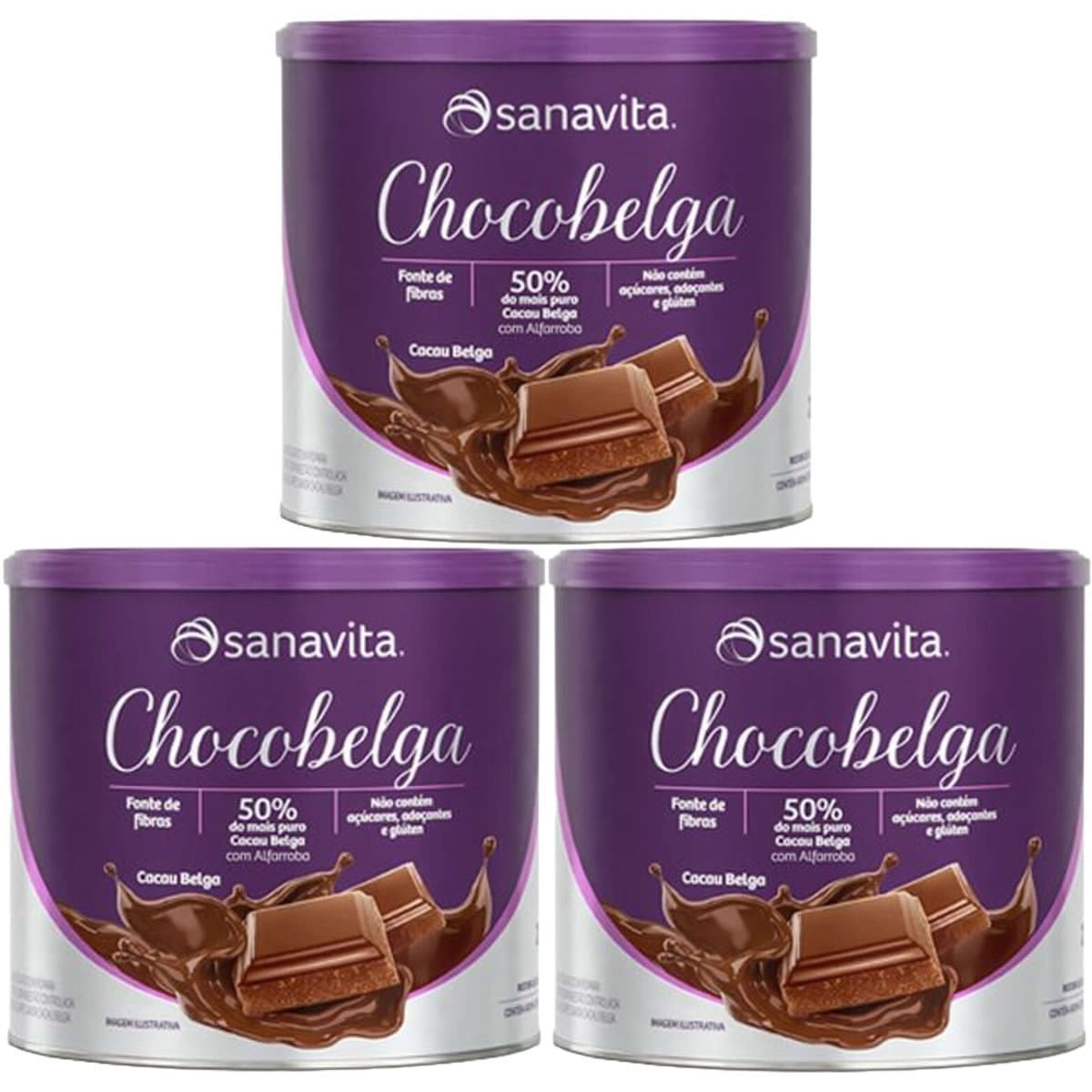 Kit 3X Chocobelga - 200g - Cacau Belga - Sanavita