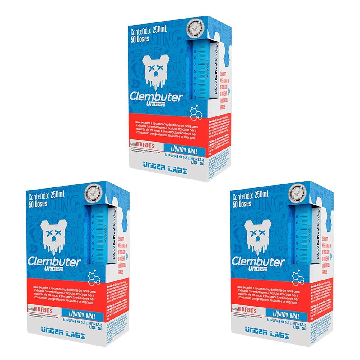 Kit 3X Clembuter Under - 250ml Red Fruits - Under Labz