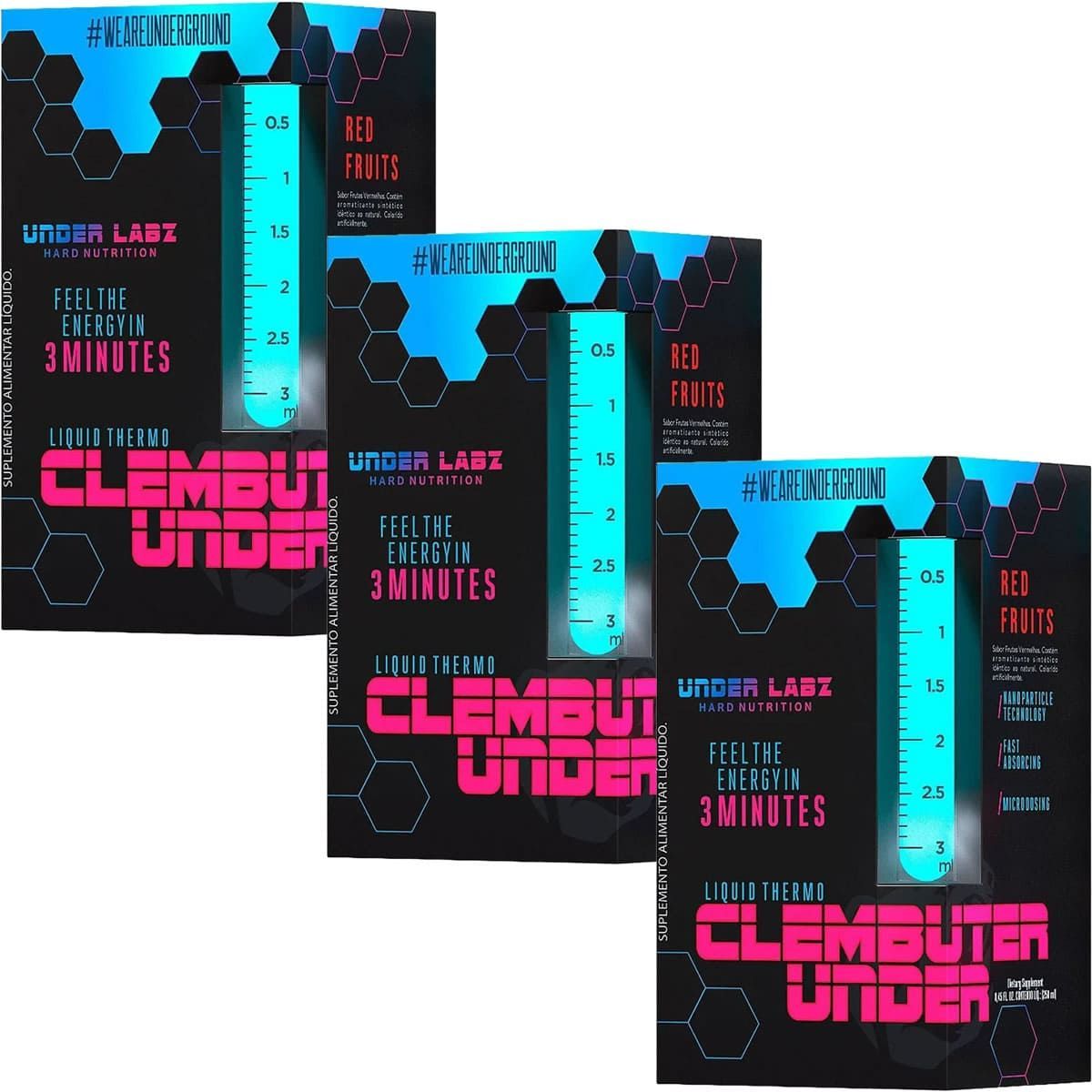 Kit 3X Clembuter Under Liquid Thermo - 250ml Red Fruits - Under Labz