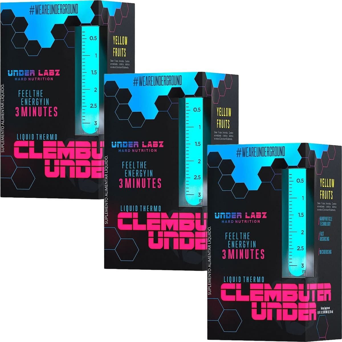 Kit 3X Clembuter Under Liquid Thermo - 250ml Yellow Fruits - Under Labz