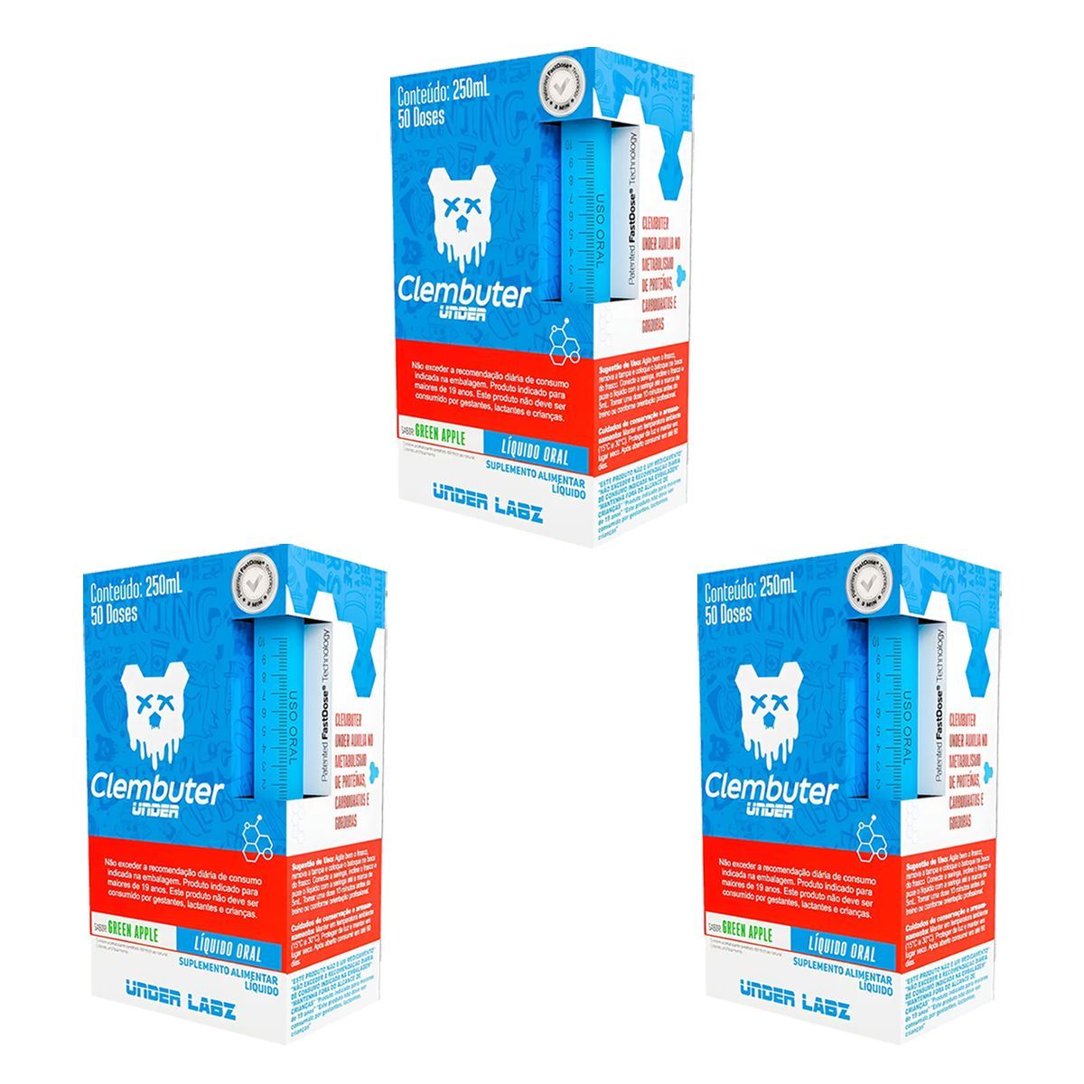 Kit 3X Clembuter Under Termog�nico - 250ml Ma�� Verde - Under Labz