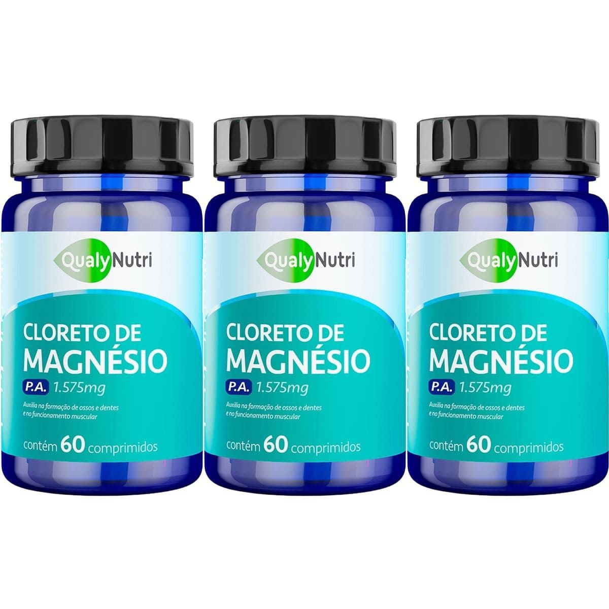 Kit 3X Cloreto de Magn�sio P.A. 1575mg - 60 Comprimidos - QualyNutri