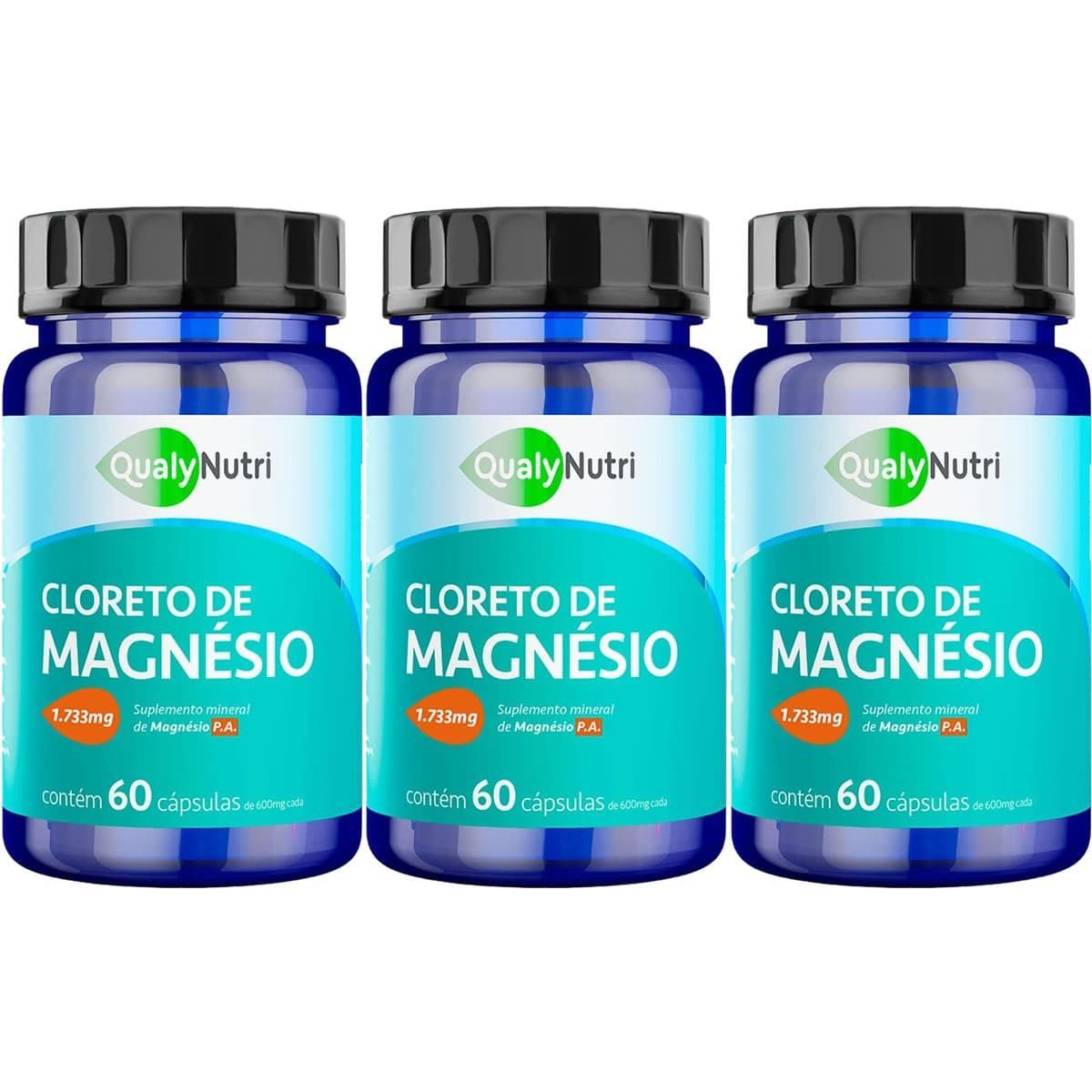 Kit 3X Cloreto de Magn�sio P.A. 1733mg - 60 Comprimidos - QualyNutri