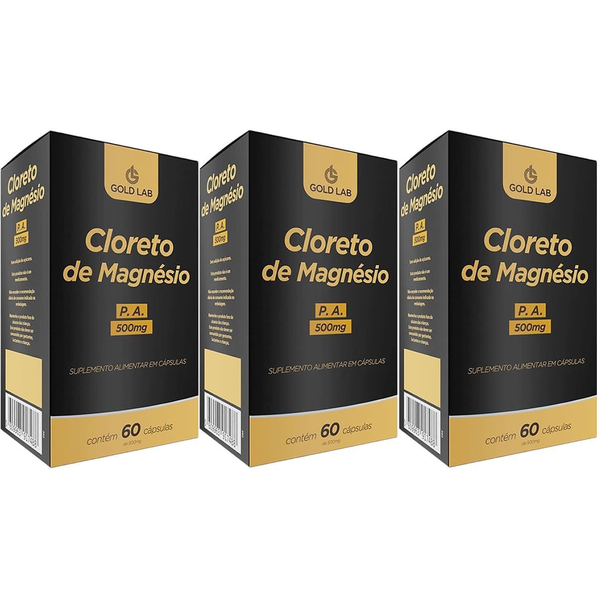 Kit 3X Cloreto de Magn�sio P.A - 60 C�psulas - Gold Lab