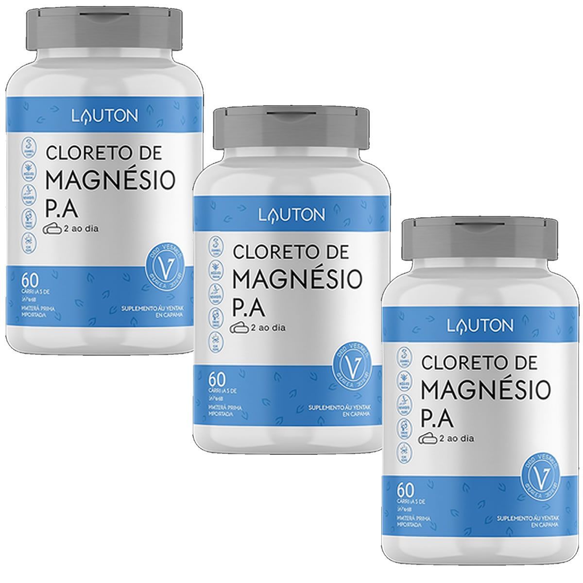 Kit 3X Cloreto de Magn�sio P.A - 60 C�psulas - Lauton Nutrition