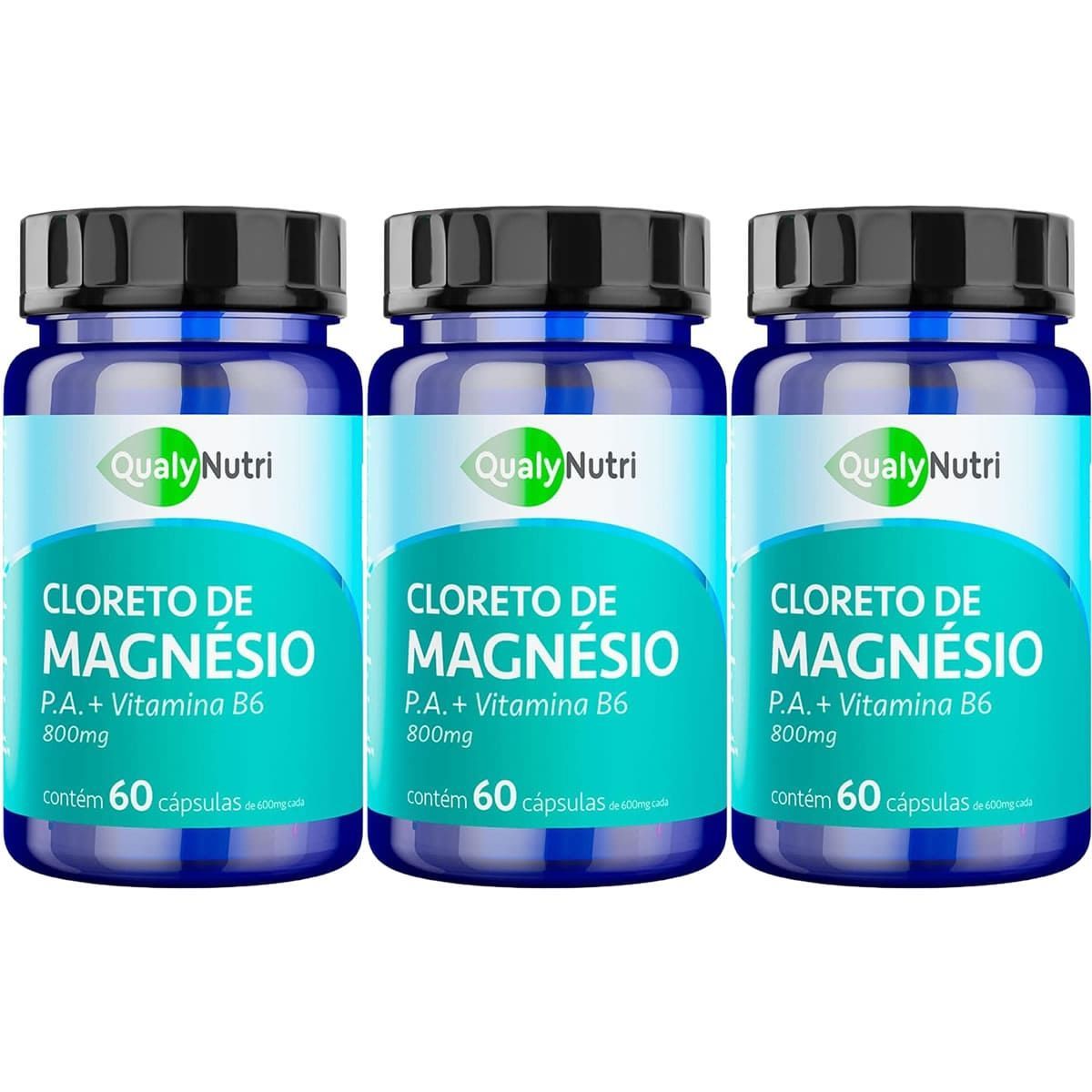 Kit 3X Cloreto de Magn�sio P.A. + Viatmina B6 - 60 C�psulas - QualyNutri