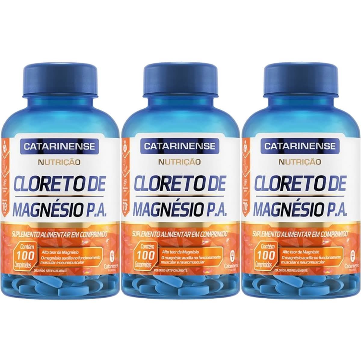 Kit 3X Cloreto de Magn�sio PA - 100 Comprimidos - Catarinense Nutri��o
