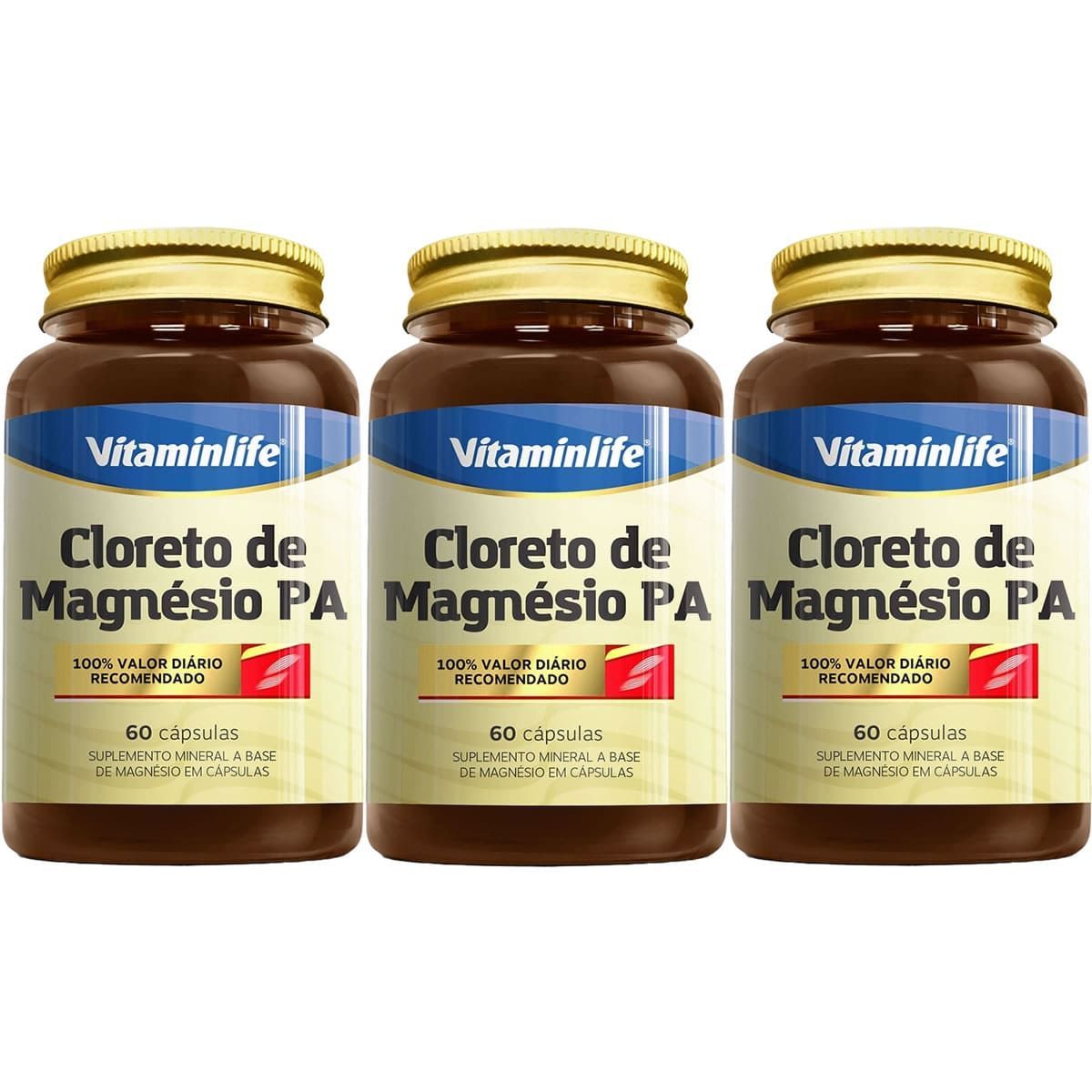 Kit 3X Cloreto de Magn�sio PA - 60 C�psulas - VitaminLife