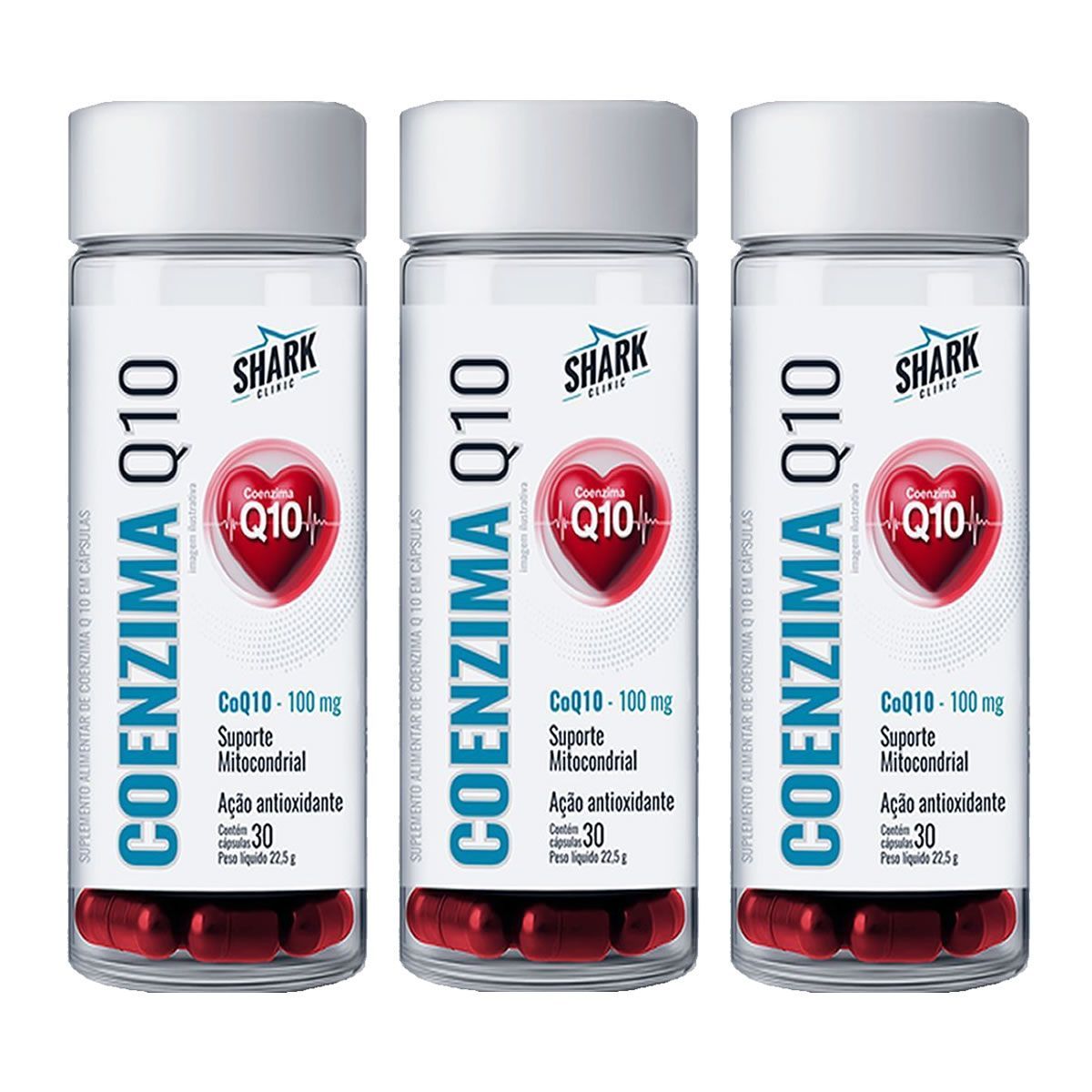 Kit 3X Coenzima Q10 100mg - 30 C�psulas - Shark Pro