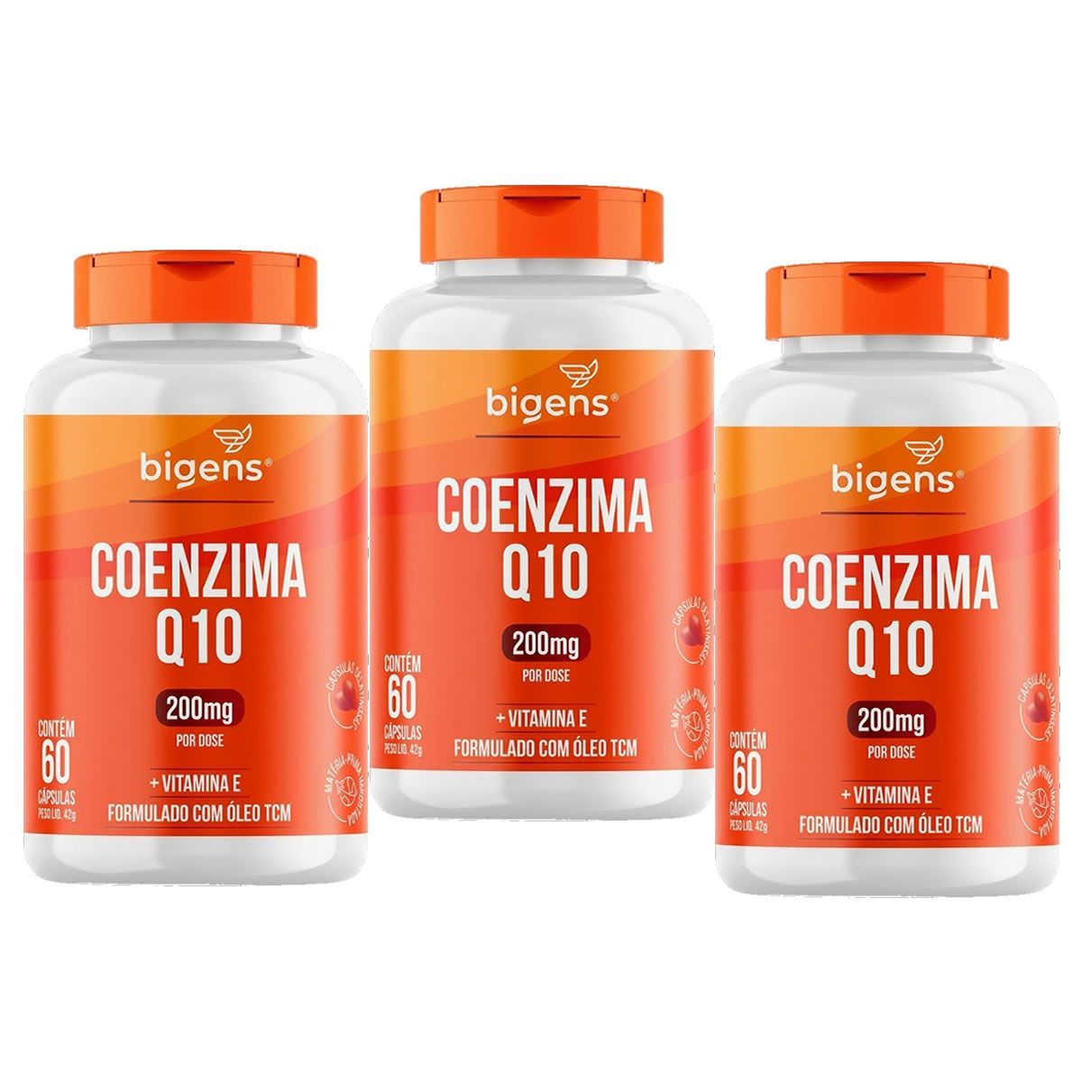Kit 3X Coenzima Q10 200mg - 60 C�psulas - Bigens