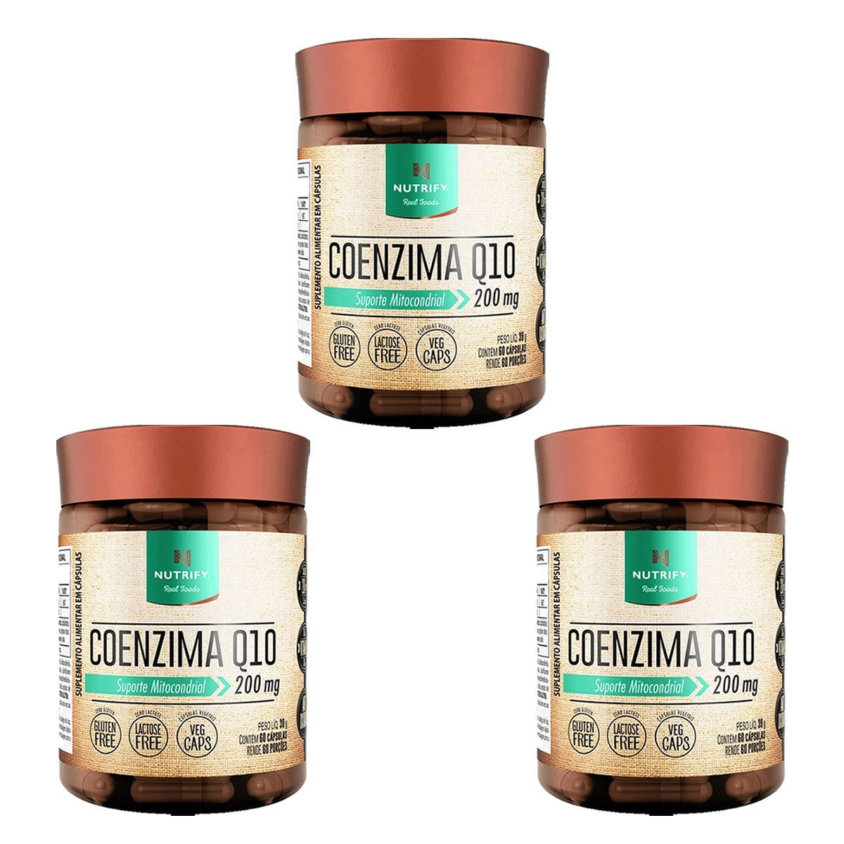 Kit 3X Coenzima Q10 200mg - 60 C�psulas - Nutrify