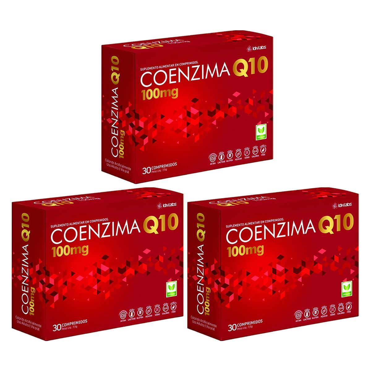 Kit 3X Coenzima Q10 - 30 Comprimidos - IDN Labs