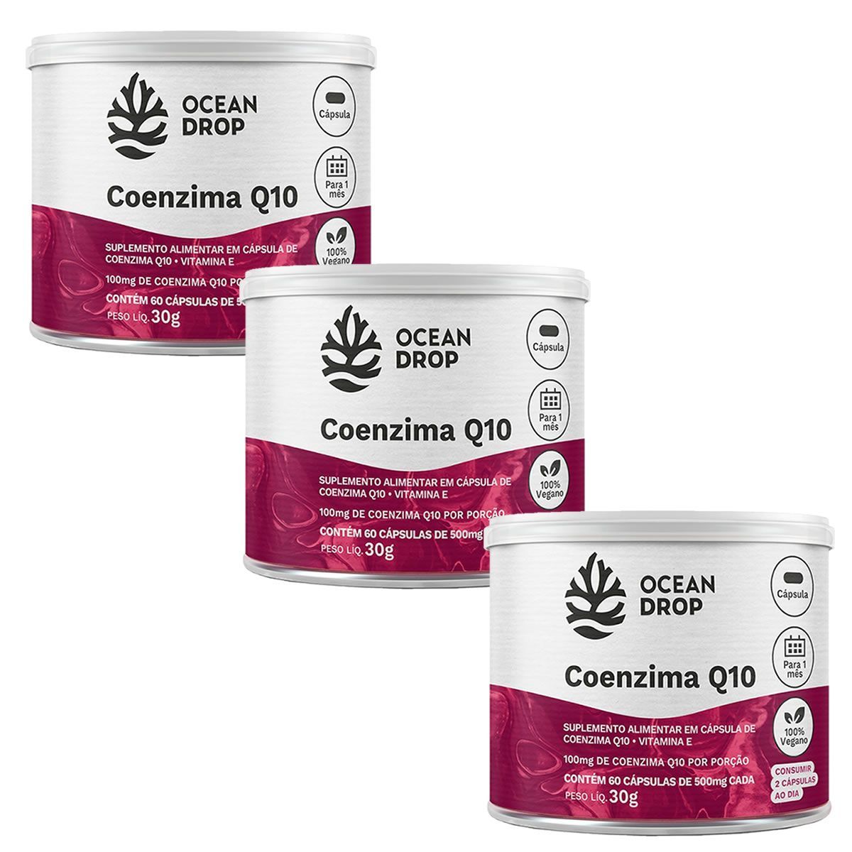 Kit 3X Coenzima Q10 - 60 C�psulas - Ocean Drop