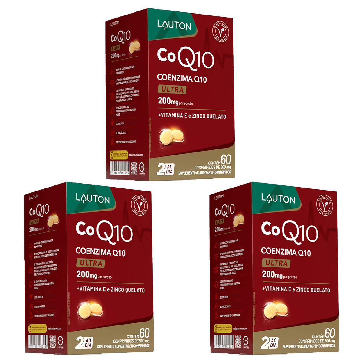Kit 3X Coenzima Q10 Ultra - 60 Comprimidos - Lauton