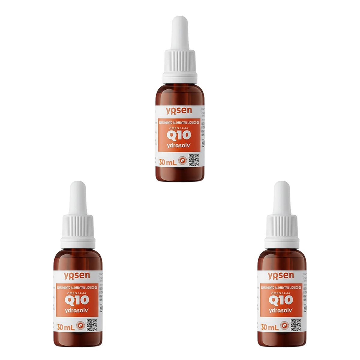 Kit 3X Coenzima Q10 Ydrosolv - 30ml Sabor Natural - Yosen