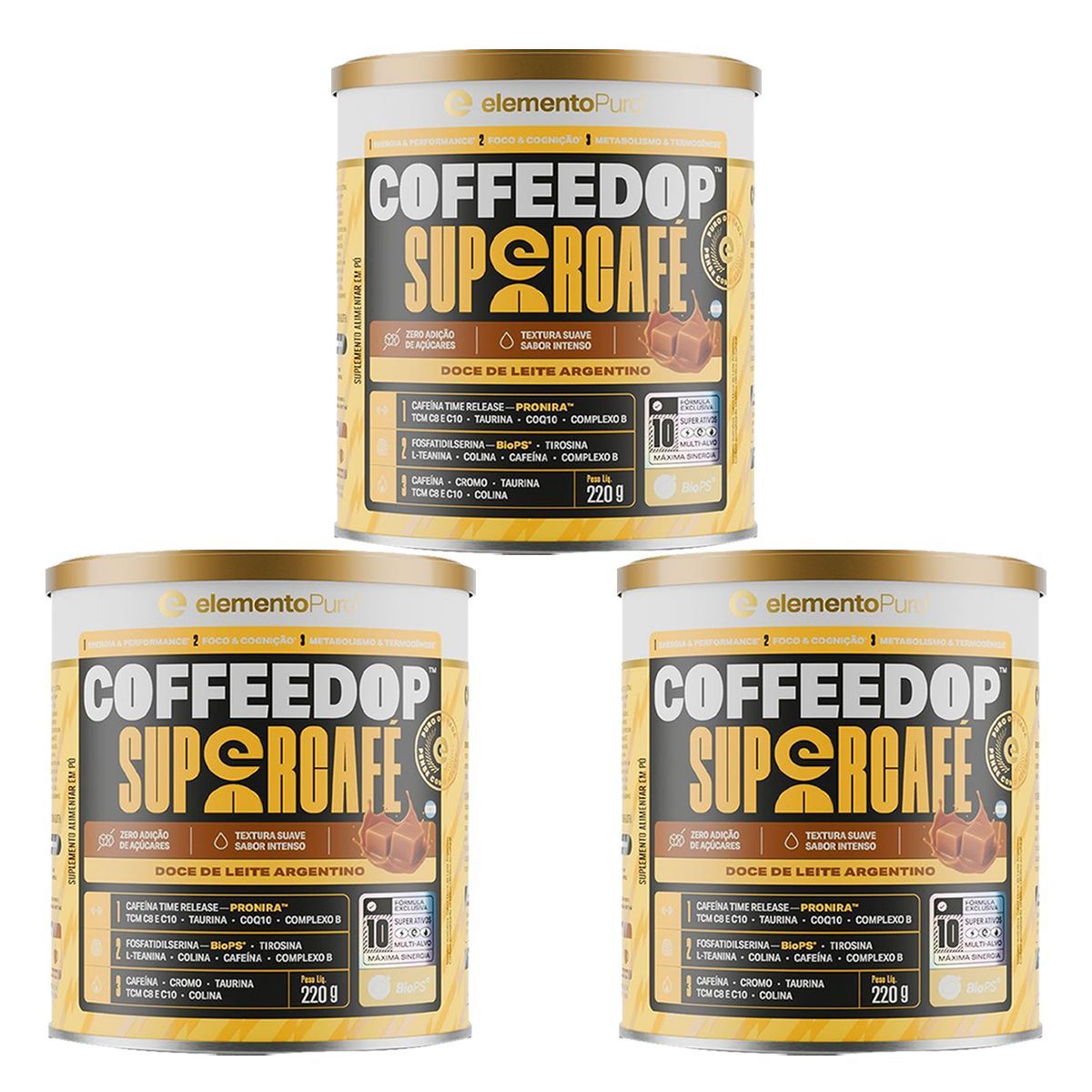 Kit 3X CoffeeDop SuperCaf�  - 220g Doce de Leite Argentino - ElelementoPuro