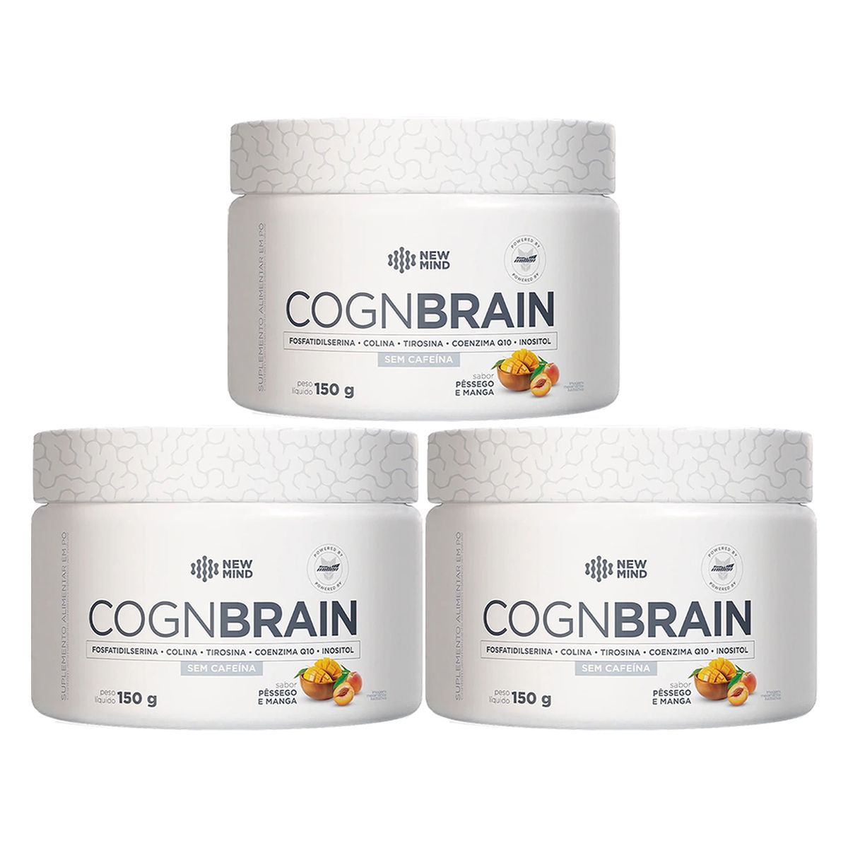 Kit 3X Cognbrain sem Cafe�na - 150g P�ssego e Manga - New Millen