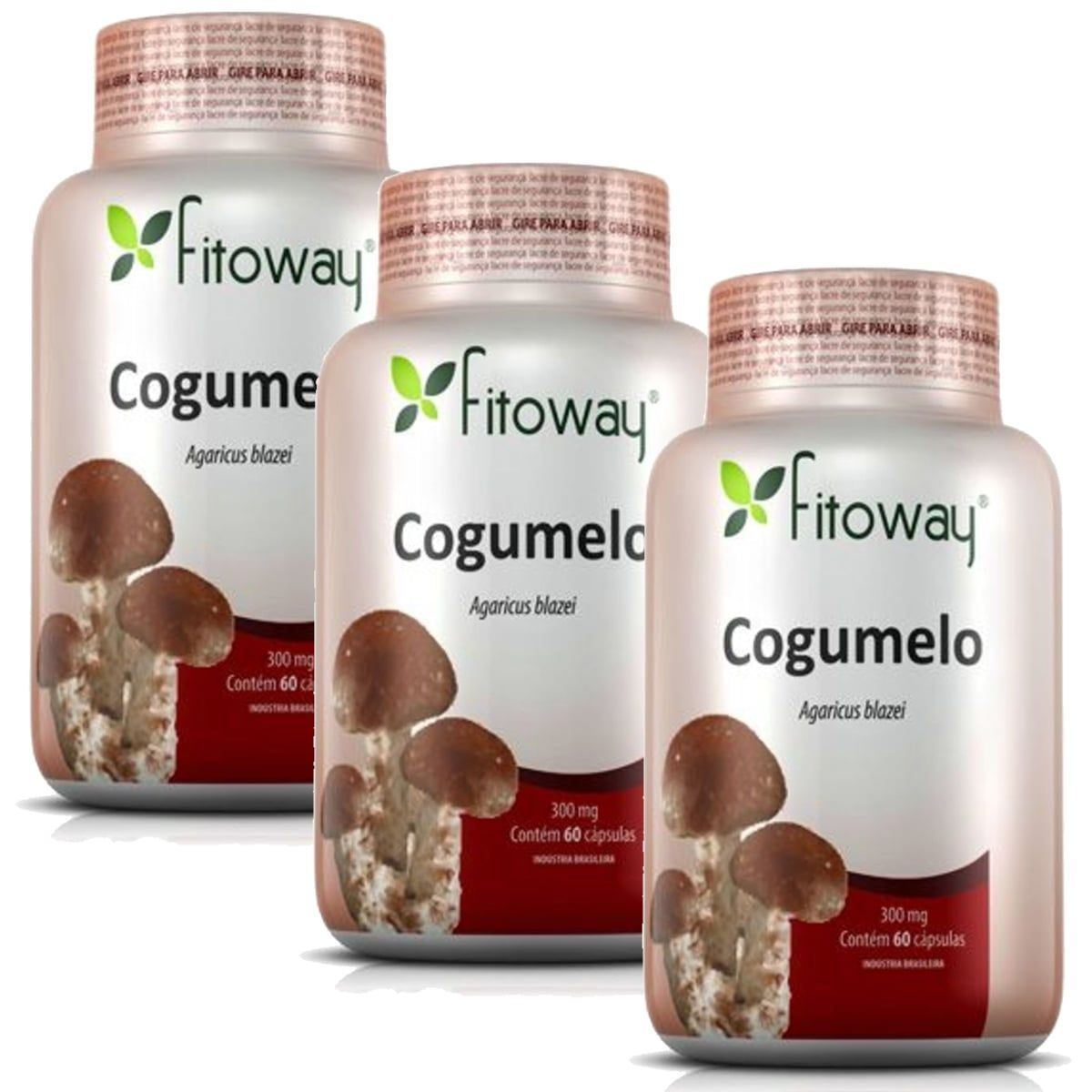 Kit 3X Cogumelo Agaricus Fitoway 300Mg - 60 C�psulas - Fitoway