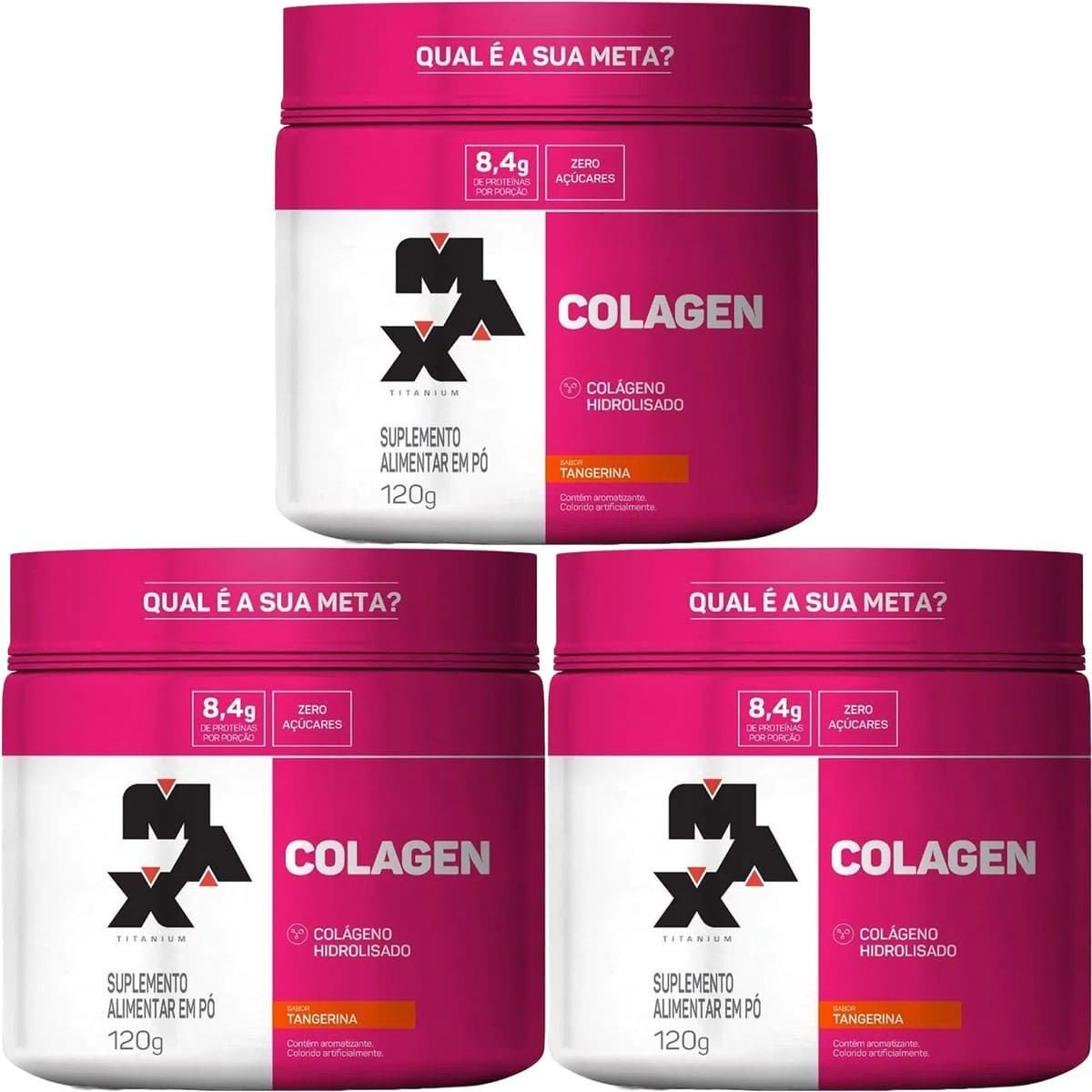 Kit 3X Colagen - 120g Tangerina - Max Titanium