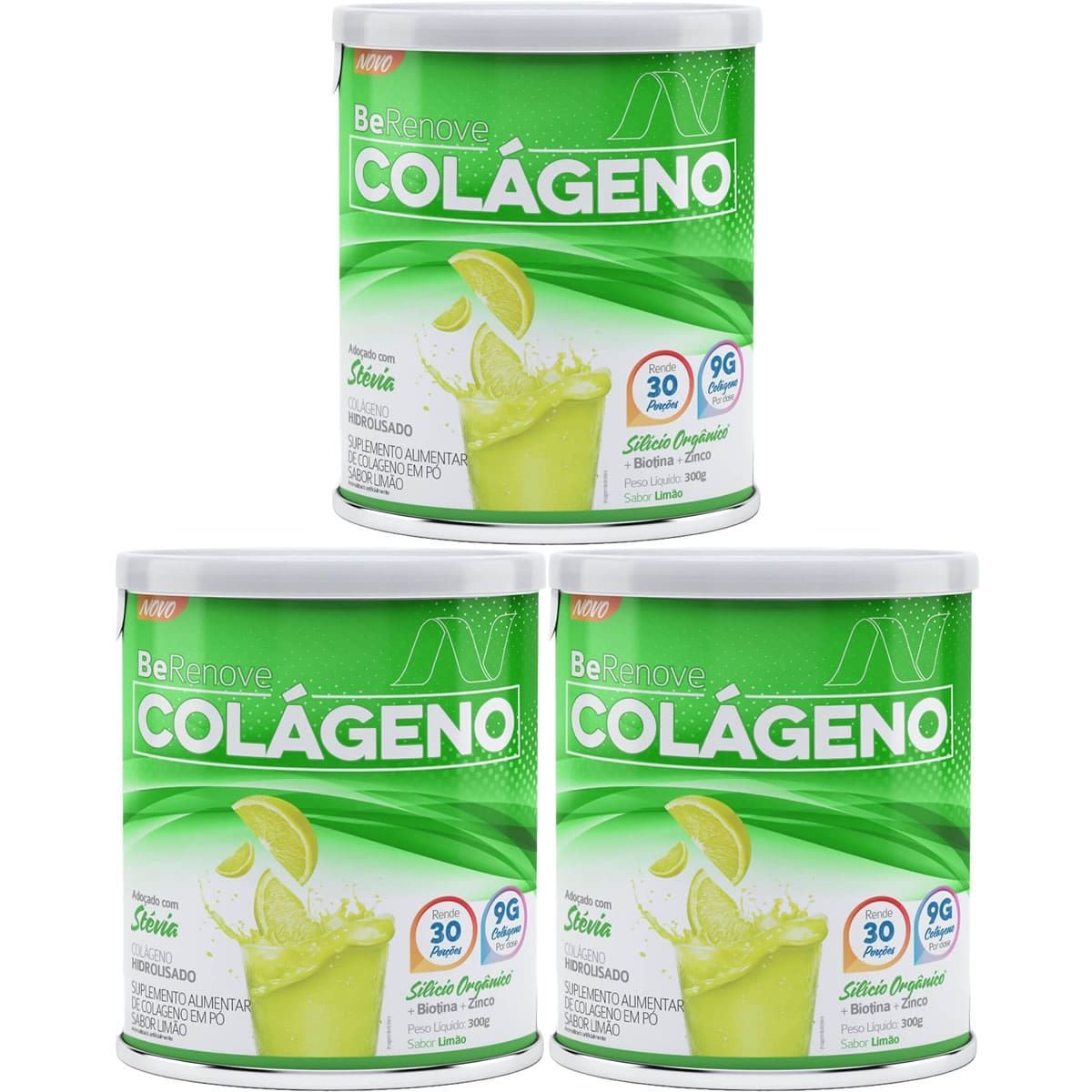 Kit 3X Col�geno BeRenove - 300g Lim�o - Nutrends