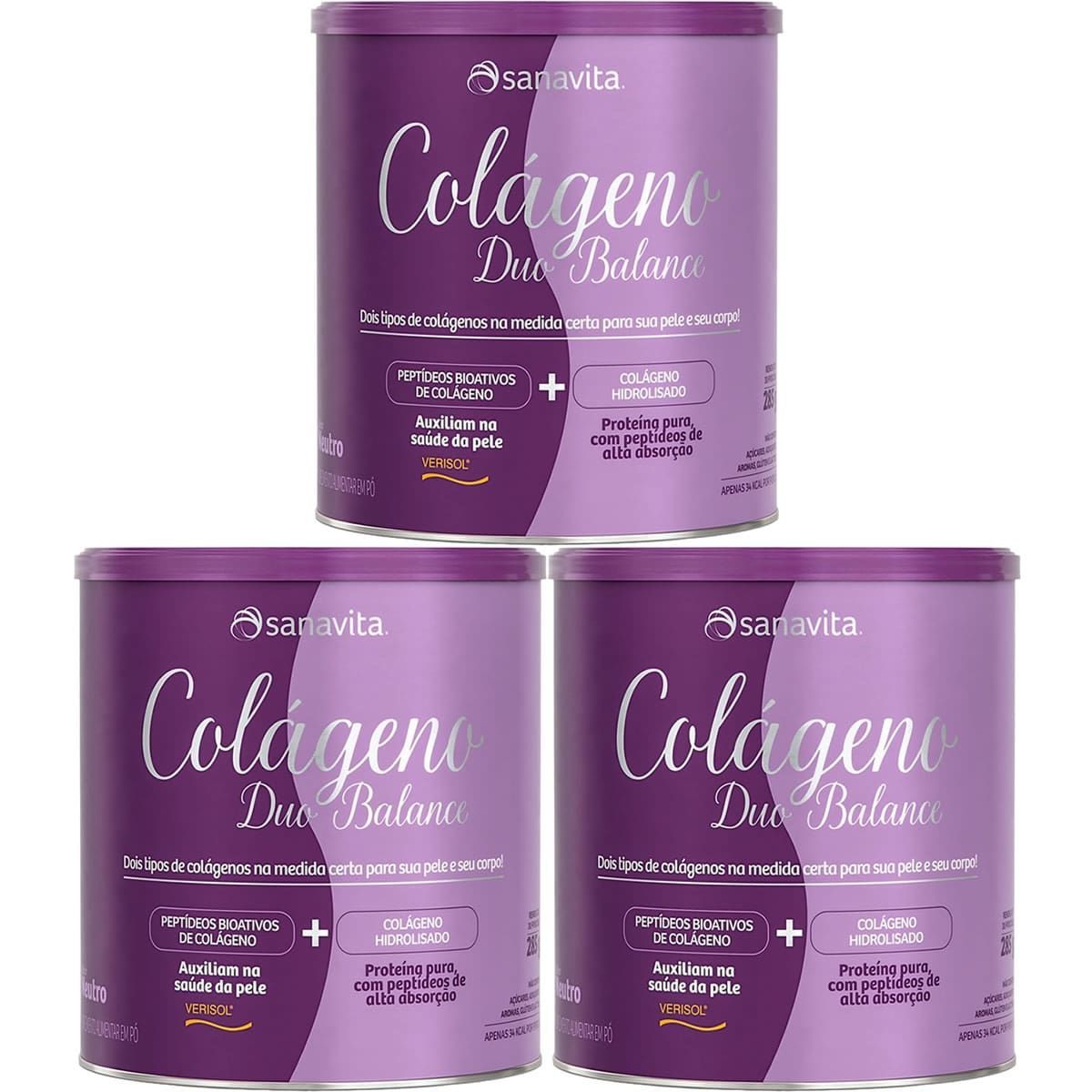 Kit 3X Col�geno Duo Balance - 285g Neutro - Sanavita