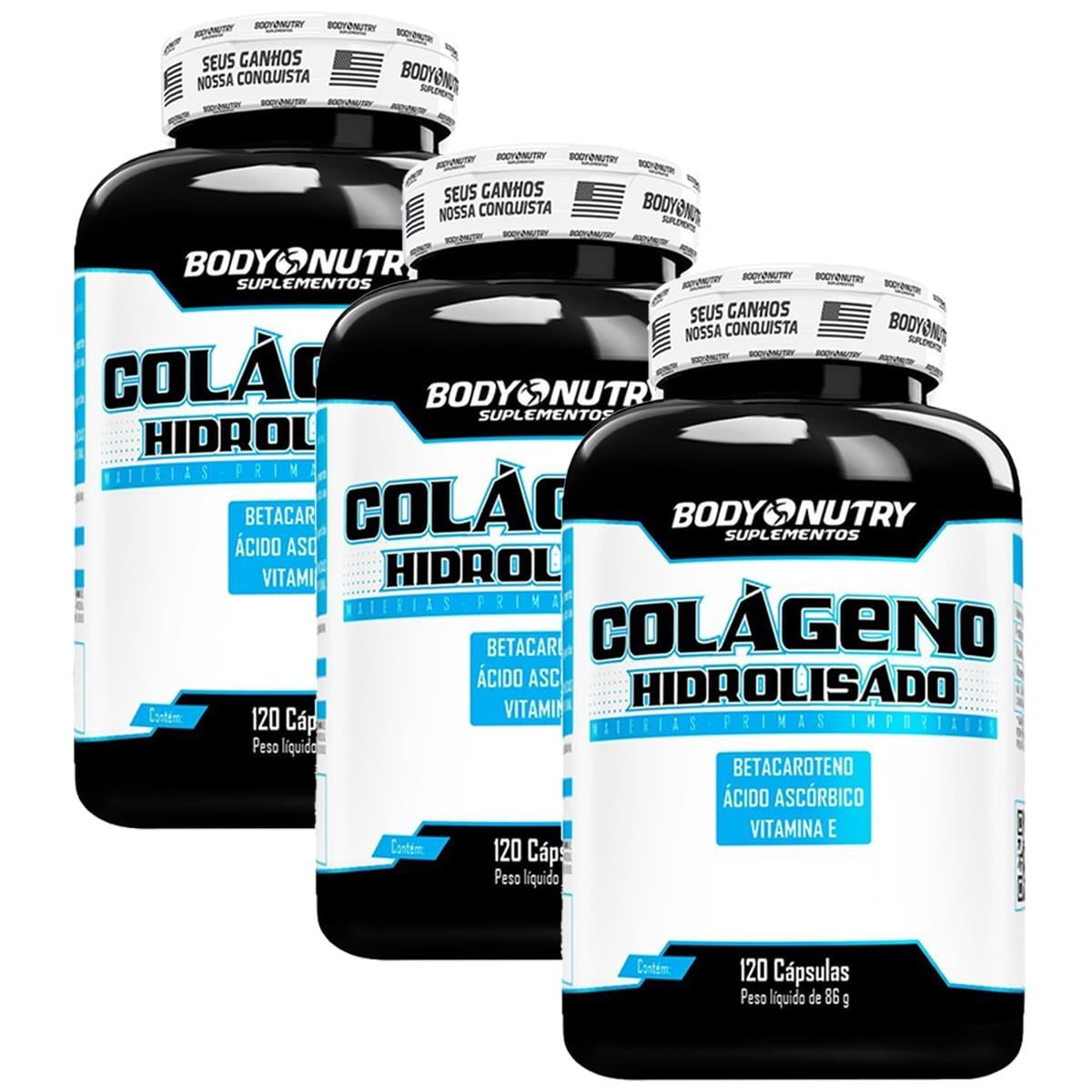 Kit 3X Col�geno Hidrolisado - 120 C�psulas - Body Nutry -