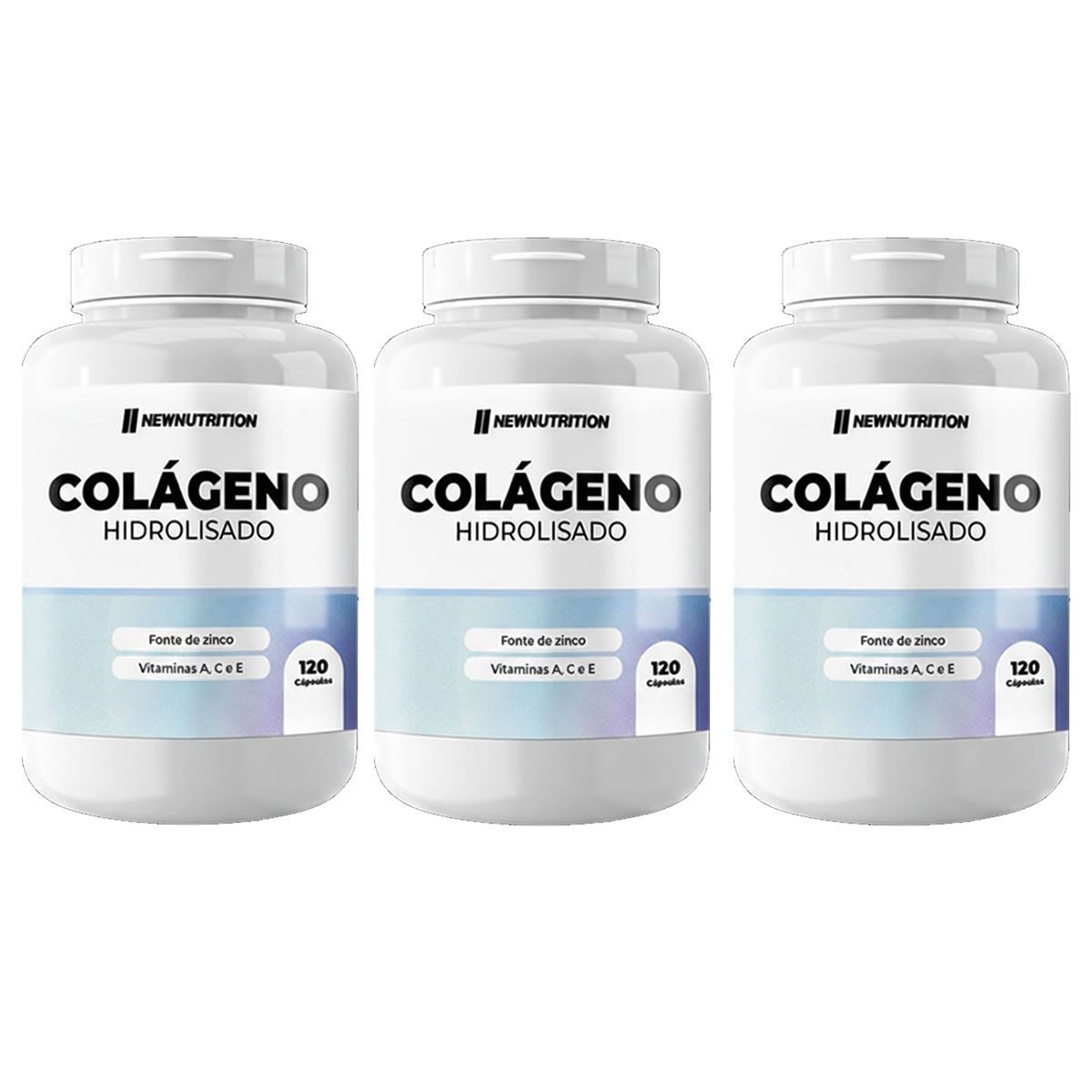 Kit 3X Col�geno Hidrolisado - 120 C�psulas - NewNutrition
