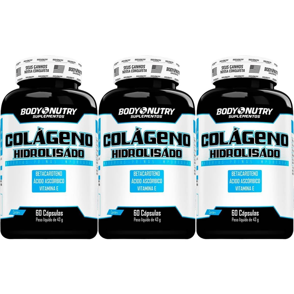 Kit 3X Col�geno Hidrolisado - 60 C�psulas - Body Nutry
